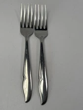 Set 2 Oneidacraft Deluxe Oneida Profile Dinner Fork Stainless Flatware Glossy 7"