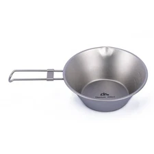 iClimb Titanium Bowl with Foldable Handle Ultralight Compact Portable Flatwar...