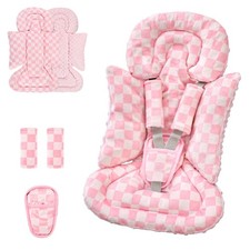DAYEEBALL 4 in 1 Infant Car Seat Insert, Baby Head Pink Checkered