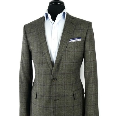 Mint! 38 R Brooks Brothers Sage Green Blue Cocoa Plaid Check Regent Made USA