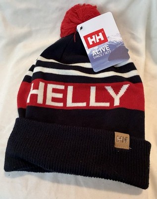 NWT Helly Hansen HH Logo Navy Blue Ridgeline Winter Beanie Pom Hat Cap