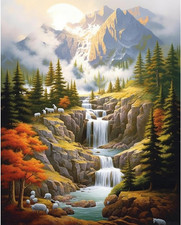 Snow Mountain Paint by Numbers Kit for Adults,Landscape Forest Paint by Number