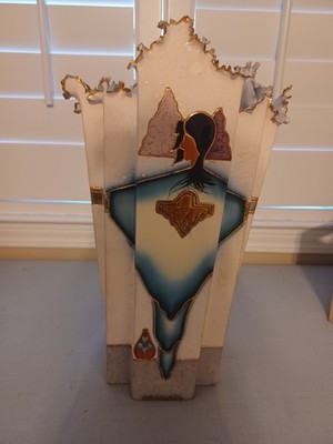 Santa Fe Style Vase Native American Design  with 22 K Gold Accents