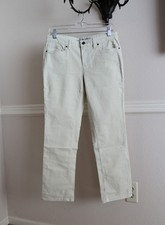 NEW Lands End Corduroy Pants in White Sand 5-Pocket Mid Rise Straight Leg sz P8