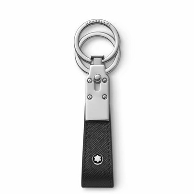MONTBLANC 130747 Loop Keyring Leather Black Silver Italy 11cm x 3cm x 1.5cm 40g