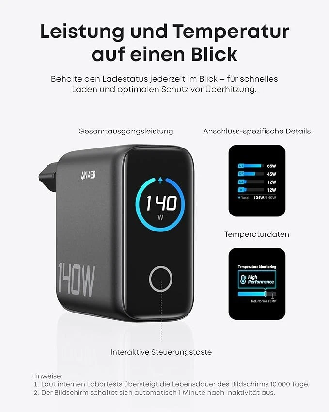 Anker 140W USB C Ladegerät, Laptop Ladegerät, 4-Port Multi-Geräte - Bild 4 von 4