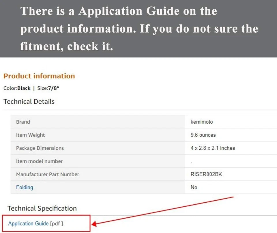 Elevadores de manillar de motocicleta KEMIMOTO 7/8 pulgadas, aleación de aluminio 7/8, negro Foto 4 de 4