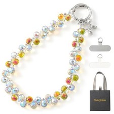 Crystal Phone Wrist Strap Phone Charm Chain 1 Count Pack of 1 D-rainbow