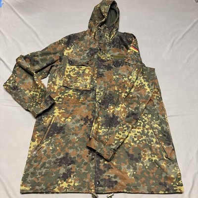 German Bundeswehr Flecktarn Camo Military Parka with Hood GR 13 Medium-Long