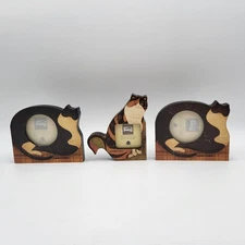 Lots of 3 Warren Kimble Cat Picture Frames Photo Folk Display Wood