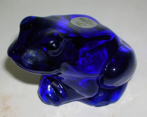 Fenton Art Glass Cobalt Blue Frog Unpainted Figurine 5274 - With Sticker   USA