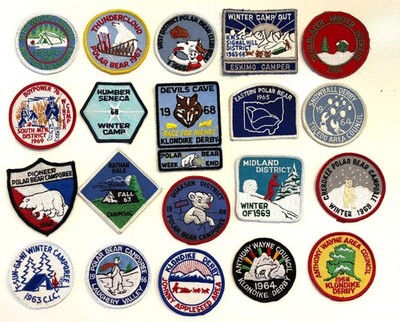 Vintage lot, 20 different Klondike Derby, Winter Camp, Polar patches; item #3078