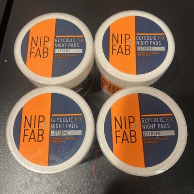 NIP Fab Glycolic Acid Night Face Pads Salicylic and Hyaluronic Acid 4 Pack