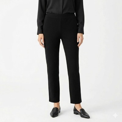 Exclusively Misook Black Slim Straight Pull On Pants Large Petite Dressy Casual
