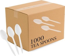Plasticpro Cutlery Plastic Teaspoons Medium 1000 Tea Spoons, white tea spoons