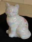 Fenton Sitting Cat Figurine Iridescent Glass Sitting Cat