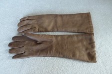 Dayne Taylor Italy Vintage 12.75" Long Brown Leather Gloves Size 7 Lined 807