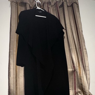 Fashion Nova Women's Black Long Duster Jacket Open Front Long Sleeve Size L