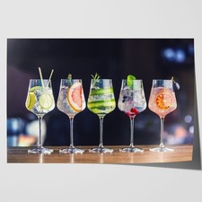 Gin in Wine Glasses on a Bar Canvas Framed Print Picture Wall Art