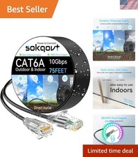 Cat6a Ethernet Cable Slim 75ft Outdoor Indoor, 28AWG Pure Copper Cat6 Interne...