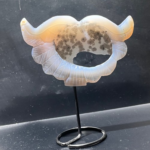 154G Natural Geode agate Carved Love wings ,Quartz Crystal wings send Stand - Foto 14 di 19