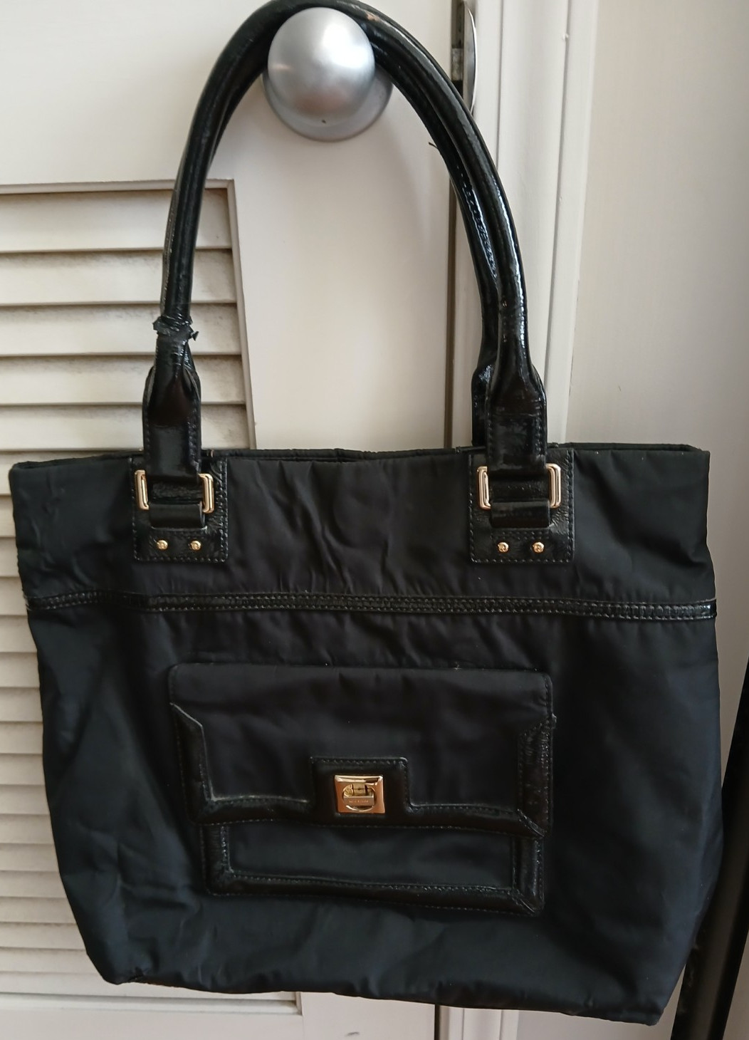 Kate Spade Blakely Black Nylon Faux Patent Leather Tote Bag - Large thumbnail 6