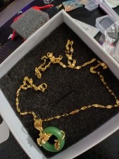 stainless steel gold plated necklace with nice charm