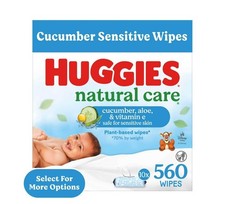 Huggies Natural Care Baby Wipes, Cucumber Aloe with Vitamin E, Scented, 10 Fli