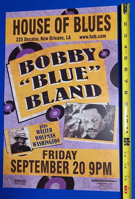 RARE 1996 Concert Poster Bobby Blue Bland Walter Wolfman Washington 10.25 X 16.5