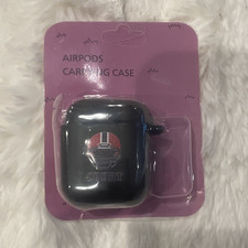 Black Silicone Carrying Case Cover w/ Carabiner, Impact Resistant for AirPods