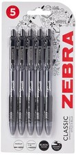Image of Zebra Pen Z Grip Black Ballpoint, Smooth & 1 count (Pack of 5),