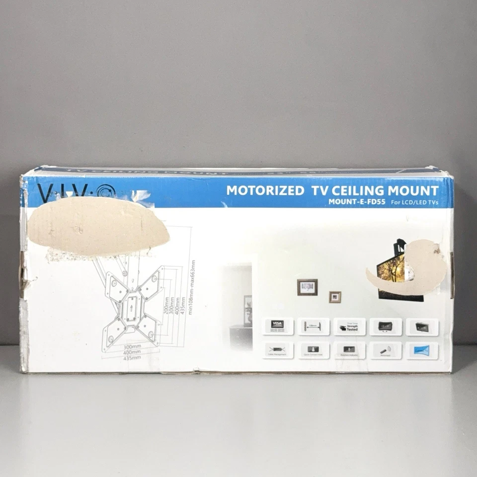 VIVO电动翻转斜坡天花板电视支架适用于23“-55”屏幕 — 第 2/4 张图片