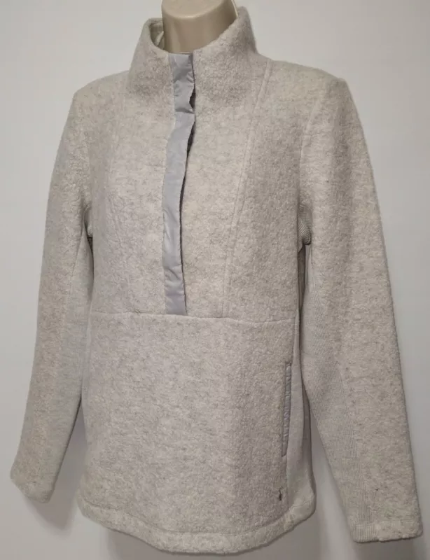 smartwool pullover boiled wool ribbed sides snap front jacket