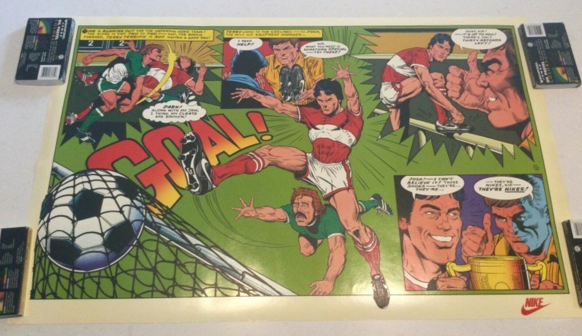 Original 1982 Nike Poster Soccer Comic 22.5 X 36 William Stout
