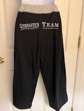 GK  GYMNASTICS TEAM USA  ADULT LARGE BLACK COTTON CAPRI GRAY DRAWSTRING WAIST L