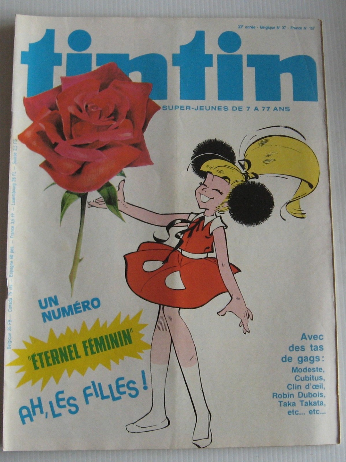 Tintin Journal No. 157 The Eternal Feminine Ah Girls Gags Good Condition 1978