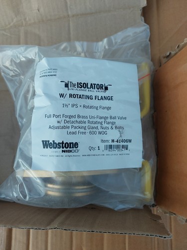 WEBSTONE NIBCO H-41406W 1-1/2" FIP X Rotating Flange Full port forged brass - Picture 2 of 5