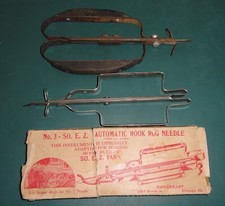 VNT Wonderart So E. Z. Automatic Hook Rug Needle No. 3 W/ Box  1 UNMARKED RUG