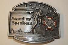 Vintage Veterans of Foreign Wars VFW Stand Up Speak Out Pewter Belt Buckle Rare