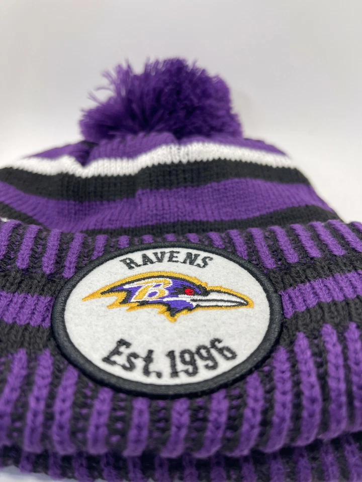 Gorro de futebol Baltimore Ravens New Era bordado boné de malha lateral redondo - Imagem 4 de 4