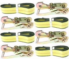 (4 pack) 2"x10' Wheel Lasso Strap Snap Hook Ratchet Tire Tie Down Car Hauler