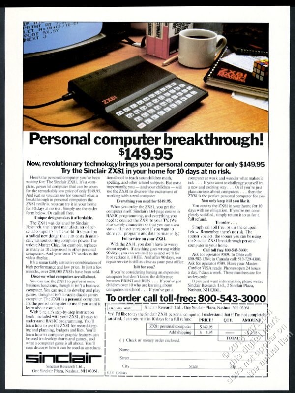 ^ - ^aaa☆ 1982 Sinclair ZX81 ZX-81 computer color photo vintage print