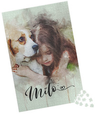 Watercolor Custom Portrait Jigsaw Puzzle from Picture Pet Memorial Gift 1014 Pcs
