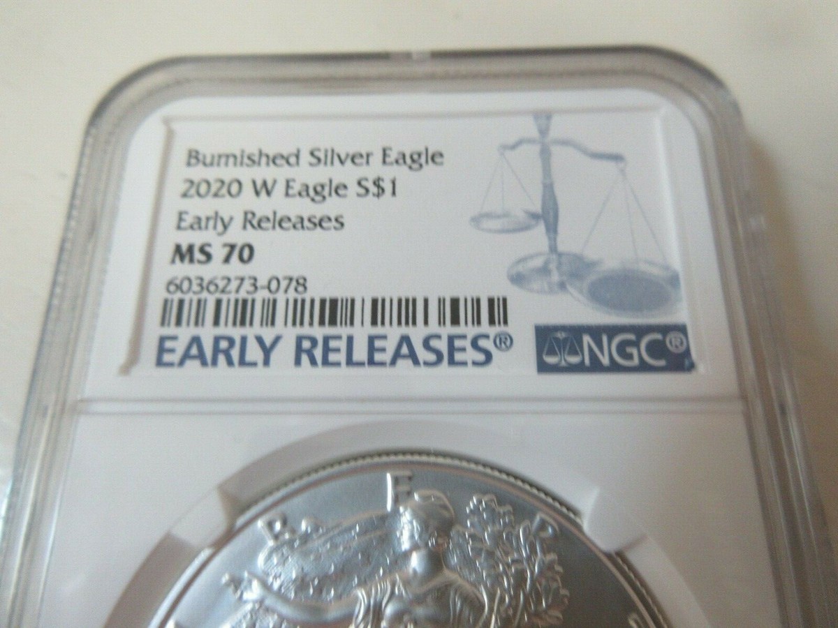 Burnished Silver Eagle 2020 W Eagle S$1 Early Releases MS 70 NGC