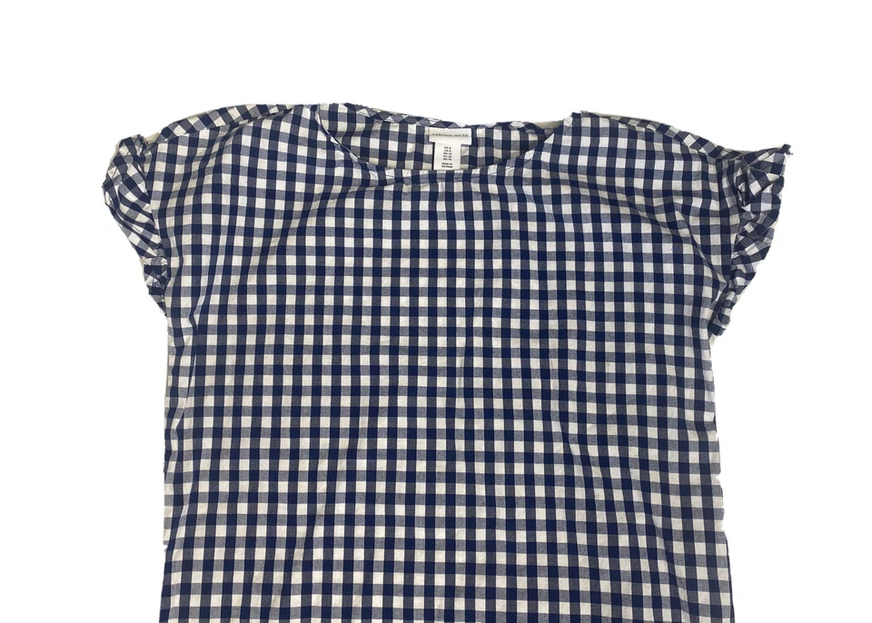 Vestido Tabitha Webb Para Mujer 6 Pequeño Guinga Cambio Mini Corto Azul Blanco Volantes Foto 4 de 4