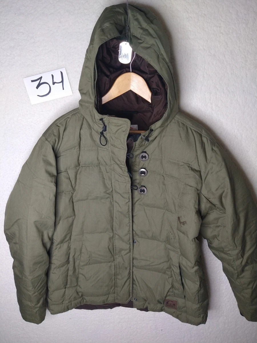 Sorel Womens Size L Green Puffer Hooded Jacket Coat Zipup Button