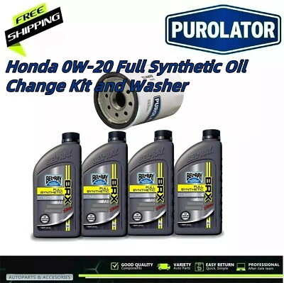 4QT Replace Honda 0W-20 Full Synthetic Oil Change Kit w/A02 Filter and Washer