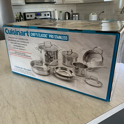 New Cuisinart 11-Piece Chef's Classic Professional Stainless Cookware Set