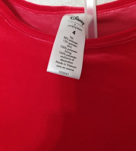 Disney Minnie Mouse Girls Dress Size 4T Red Velour Polka Dot Ruffled Long Sleeve - Picture 6 of 11