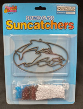 Vintage Makit Bakit Stained Glass Suncatcher Dolphins Quincrafts